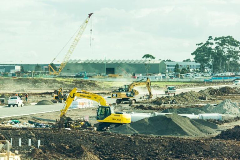 construction site with excavators